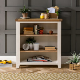 The Furniture Market Cheshire Cream Painted Small Low Compact Adjustable 2 Shelf Bookcase