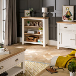 The Furniture Market Cheshire Cream Painted Small Low Compact Adjustable 2 Shelf Bookcase - thumbnail 3