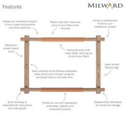 Milward Rotating Tapestry Frame - Beech Wood 38X30.5Cm Clip-On Frame For Needlecraft & Embroidery - thumbnail 4