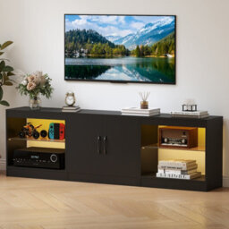 "Gainoom Modular Tv Stand For 85"" Tvs 3-In-1 Entertainment Center 3-Piece Modern Media Console Cabinets Black" - thumbnail 5