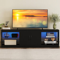 "Gainoom Modular Tv Stand For 85"" Tvs 3-In-1 Entertainment Center 3-Piece Modern Media Console Cabinets Black" - thumbnail 4