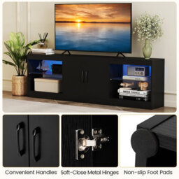 "Gainoom Modular Tv Stand For 85"" Tvs 3-In-1 Entertainment Center 3-Piece Modern Media Console Cabinets Black" - thumbnail 6