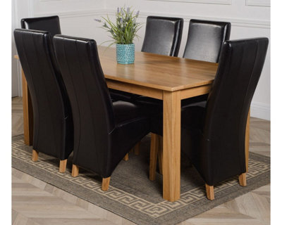 That's Furniture Oslo 180 X 90 Cm Large Oak Dining Table And 6 Chairs Dining Set With Lola Black Leather Chairs - image 1