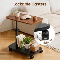 Brown-360 Rotating New Upgrade Sofa Side End Table Adjustable Coffee Laptop Table Any Room - thumbnail 5