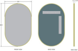 Aveli 500 X 800mm Brushed Brass Wall Mounted Oval Design Framed Mirror Modern Bathroom - thumbnail 4