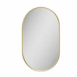 Aveli 500 X 800mm Brushed Brass Wall Mounted Oval Design Framed Mirror Modern Bathroom - thumbnail 3