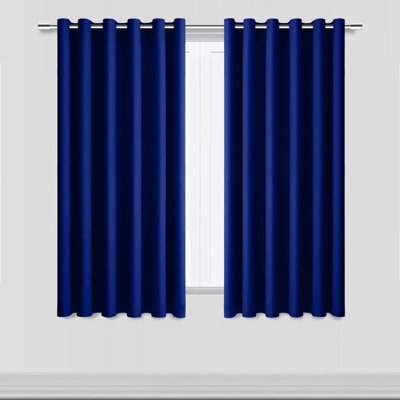 Moonlight Bedding Blackout Polyester Curtain Thermal Natural Navy Curtains With Eyelet Header (Pair) 46X54Inch (117X137Cm) - image 1