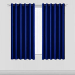 Moonlight Bedding Blackout Polyester Curtain Thermal Natural Navy Curtains With Eyelet Header (Pair) 46X54Inch (117X137Cm)