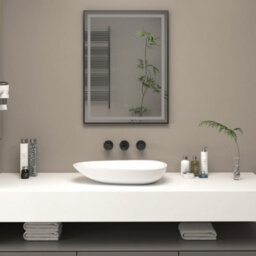 Royal Bathrooms Oslo 600 X 800mm Black Aluminum Framed Led Bathroom Led Mirror With Demister Pad & Touch Sensor - thumbnail 3