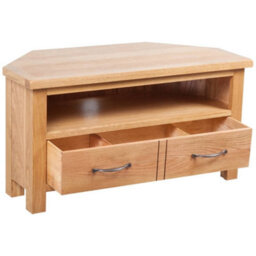 Berkfield Tv Cabinet With Drawer 88 X 42 X 46 Cm Solid Oak Wood - thumbnail 3