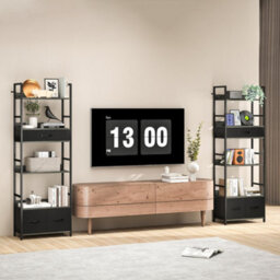 Wyld Haus Laro Metal And Wood Industrial Bookcase 60W X 30D X 176H Cm, 4 Shelves With 3 Fabric Drawers, Grey And Black - thumbnail 8
