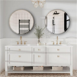 Artloge 80Cm Frameless Circle Mirror Round Bathroom Wall Mirror W/beveled Edge - thumbnail 8