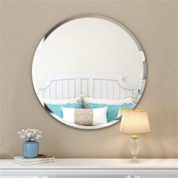 Artloge 80Cm Frameless Circle Mirror Round Bathroom Wall Mirror W/beveled Edge - thumbnail 7