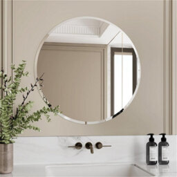 Artloge 80Cm Frameless Circle Mirror Round Bathroom Wall Mirror W/beveled Edge - thumbnail 5