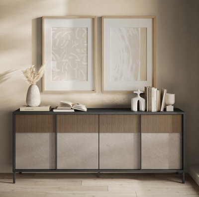FurniComp LTD Furnicomp Venice 4 Door Grey And Mercure Oak Large Sideboard - image 1