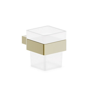Plum&clay Emilia Wall Mounted Brushed Gold Toothbrush Holder With Glass Tumbler - image 1