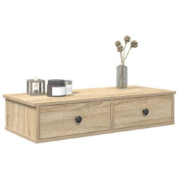 Berkfield Wall Shelf With Drawers Sonoma Oak 80X31X17 Cm Engineered Wood - thumbnail 1