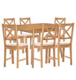Hallowood Furniture Aston Butterfly Extending Table With 6 Cross Back Oak Chairs In Beige Seat Pad - thumbnail 8