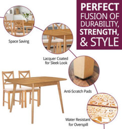 Hallowood Furniture Aston Butterfly Extending Table With 6 Cross Back Oak Chairs In Beige Seat Pad - thumbnail 2