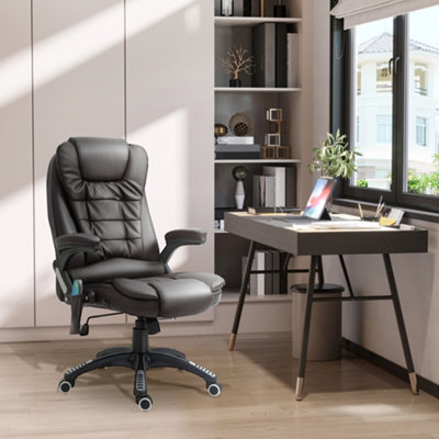 Homcom Heated Vibrating Massage Office Chair With Reclining Function, Brown - image 1