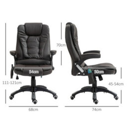 Homcom Heated Vibrating Massage Office Chair With Reclining Function, Brown - thumbnail 3