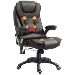 Homcom Heated Vibrating Massage Office Chair With Reclining Function, Brown - thumbnail 2
