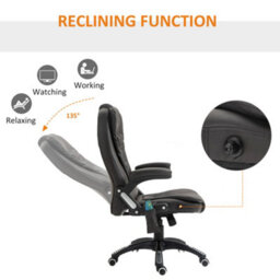 Homcom Heated Vibrating Massage Office Chair With Reclining Function, Brown - thumbnail 7
