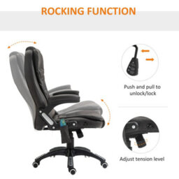 Homcom Heated Vibrating Massage Office Chair With Reclining Function, Brown - thumbnail 6