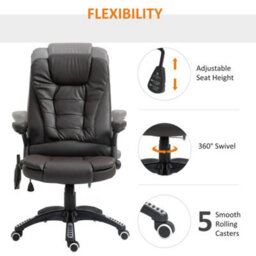 Homcom Heated Vibrating Massage Office Chair With Reclining Function, Brown - thumbnail 5