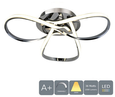 Harper Living Halo Led Semi-Flush Ceiling Light, Dimmable, Polished Chrome, Warm White (3000K) - image 1