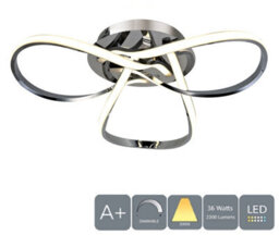 Harper Living Halo Led Semi-Flush Ceiling Light, Dimmable, Polished Chrome, Warm White (3000K)