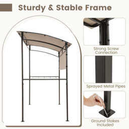 Costway 239 X 108 Cm Grill Gazebo Outdoor Patio Bbq Canopy W/ Metal Shelves-Brown - thumbnail 4