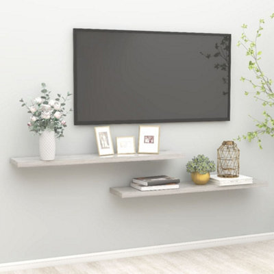 Vidaxl Floating Wall Shelves 2 Pcs Concrete Grey 120X23.5X3.8 Cm Mdf - image 1