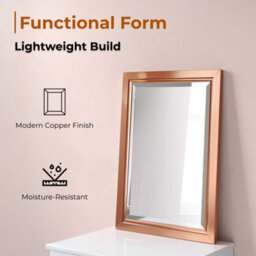 Ibathuk Mirana Copper Framed Mirror, Modern Wall Hung Bevelled Mirror For Bathroom Or Living Spaces, Bathroom Wall Mirror - thumbnail 2