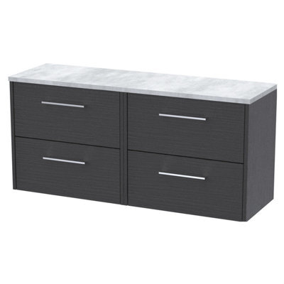 Balterley Winshill Contemporary 4 Drawer Wall Hung Vanity Unit With Laminate Worktop, Woodgrain Dark Grey, 1200mm - image 1