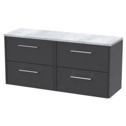 Balterley Winshill Contemporary 4 Drawer Wall Hung Vanity Unit With Laminate Worktop, Woodgrain Dark Grey, 1200mm - thumbnail 1