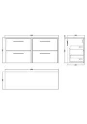 Balterley Winshill Contemporary 4 Drawer Wall Hung Vanity Unit With Laminate Worktop, Woodgrain Dark Grey, 1200mm - thumbnail 2