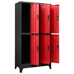 Berkfield Modern Locker Cabinet Anthracite And Red 90X45X180 Cm Steel - thumbnail 5