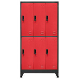 Berkfield Modern Locker Cabinet Anthracite And Red 90X45X180 Cm Steel - thumbnail 1