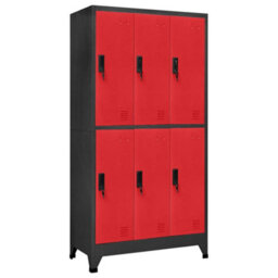 Berkfield Modern Locker Cabinet Anthracite And Red 90X45X180 Cm Steel - thumbnail 2