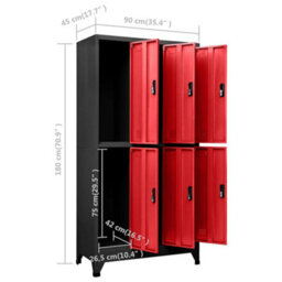 Berkfield Modern Locker Cabinet Anthracite And Red 90X45X180 Cm Steel - thumbnail 8