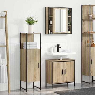 Walplus Bathroom Furniture Set With Shelf 3 Pcs Brown 60 X 30 X 60 Cm - image 1