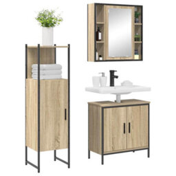 Walplus Bathroom Furniture Set With Shelf 3 Pcs Brown 60 X 30 X 60 Cm - thumbnail 3