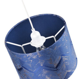 Happy Homewares Contemporary Midnight Blue Drum Lamp Shade With Gold And Silver Metallic Decor - thumbnail 4