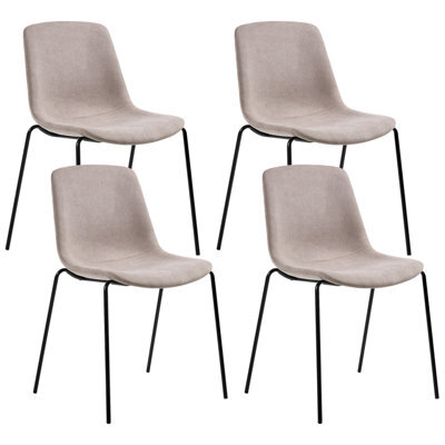 Beliani Set Of 4 Dining Chairs Tiller Fabric Beige - image 1