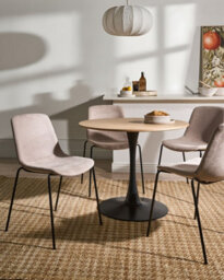 Beliani Set Of 4 Dining Chairs Tiller Fabric Beige - thumbnail 2