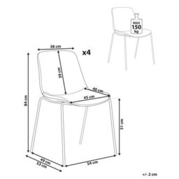 Beliani Set Of 4 Dining Chairs Tiller Fabric Beige - thumbnail 3
