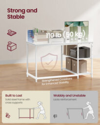LEDREM L Shaped Corner Desk, Computer Gaming Desk With Storage, Reversible Height-Adjustable Shelves, For Home Office, 110 X 80 Cm - thumbnail 5