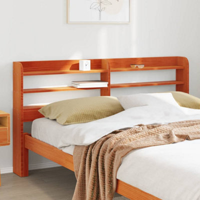 Berkfield Headboard With Shelves Wax Brown 120 Cm Solid Wood Pine - image 1