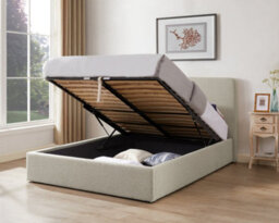 Teddy Boucle 4Ft6 Double Gas Lift Up Ottoman Storage Bedframe (H: 88.5Cm X W: 153Cm X L: 203Cm) (Boucle Beige) - thumbnail 1